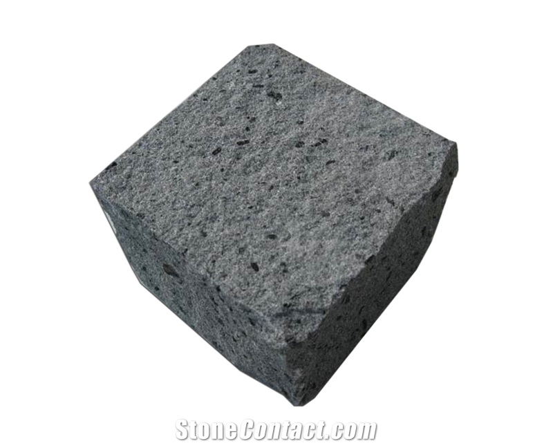 Grey Basalt Cobblestone, Indonesia Grey Basalt Cobblestone Cube Stone & Pavers, Grey Basalt Driveway Paving Stone