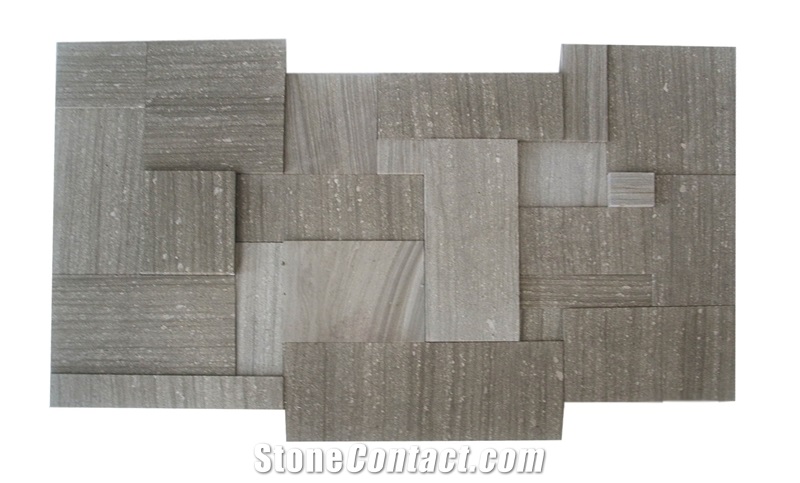 Indonesia Grey Limestone Wall Cladding, Brexi Brick Stacked Stone, Grey Limestone Stacked Stone Veneer Feature Wall