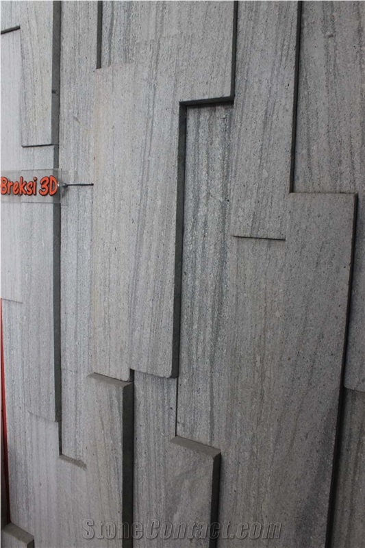 Indonesia Grey Limestone Wall Cladding, Brexi Brick Stacked Stone, Grey Limestone Stacked Stone Veneer Feature Wall