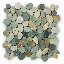 Indonesia Swarthy Multi Color Pebbles Mosaic Tiles, Mixed Color Slices Beach Pebbles Mosaic for Wall and Floor Mosaic, Earthy Mixed Color Pebbles Wall Mosaic Pattern