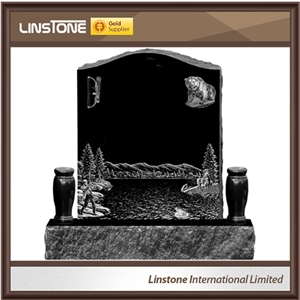 Shanxi Black Granite Black Tombstone with Vases