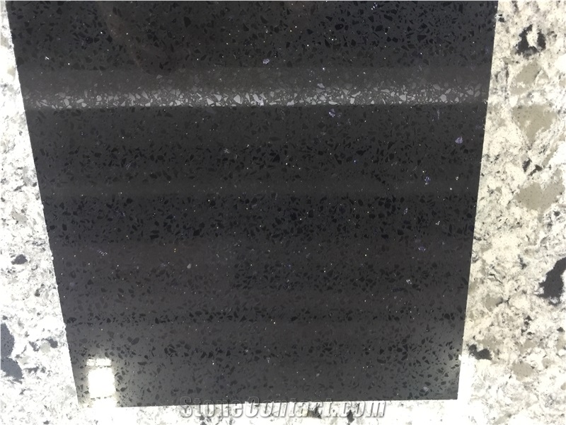 Black Man Made Quartz Stone Slabs For Kitchen Countertops Acid