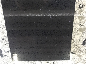 Black Man Made Quartz Stone Slabs for Kitchen Countertops-Acid and Alkali Resistant, Heat Resistant