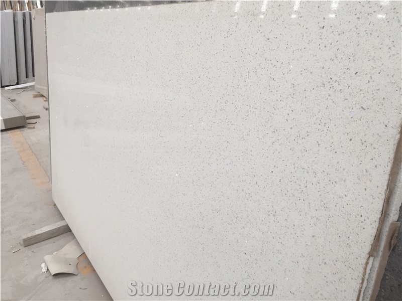 White Crystal Quartz Stone Slab Standard Sizes 126 *63 and 118 *55 with High Strength&Durablility