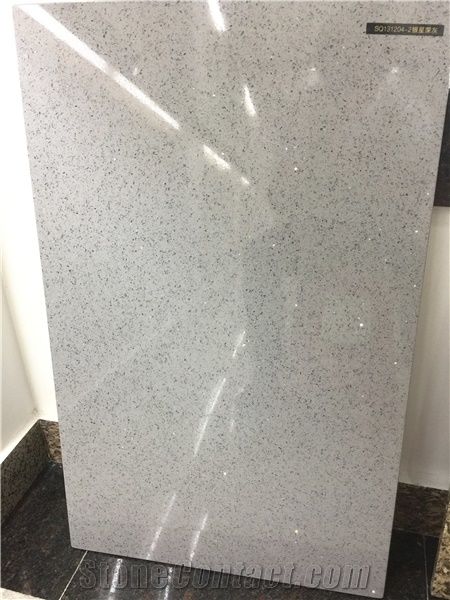 White Grey Crystal Sparkling Quartz, Quartz Stone Floor Tiles