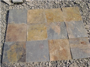 Rusty Yellow Slate Floor Wall Tiles Stone Flooring Covering Slabs Landscaping Slate Stone Pattern Design Slate Tiles