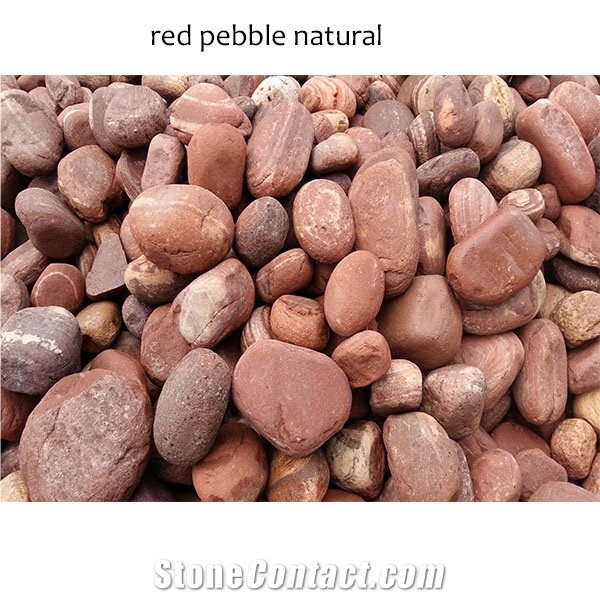 Red Color Natural Pebble Stone China Gravels Flat River Pebbles