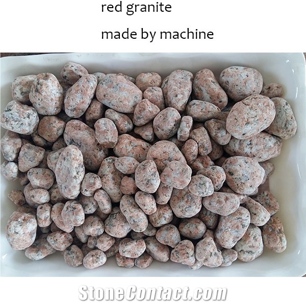 Red Gravels Pebble Pattern Crushed Stone China Granite Machined Ed Pebbles