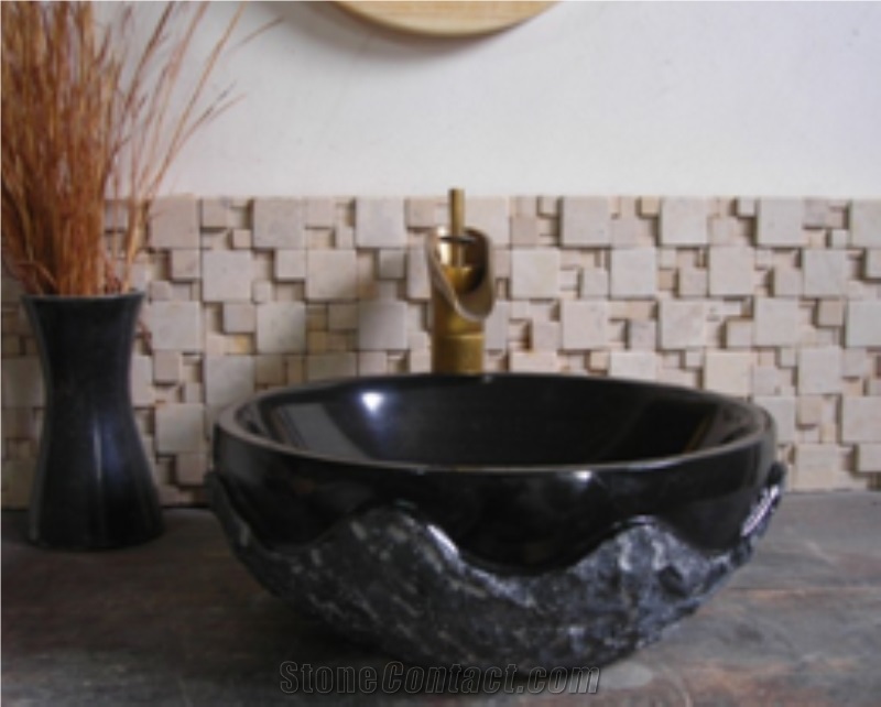 Black Marble Stone Kiechen Sinks Wash Basins Bathroom Sinks