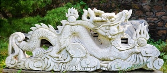 Top Selling Big Dragon White Marble Western Style Animal Status