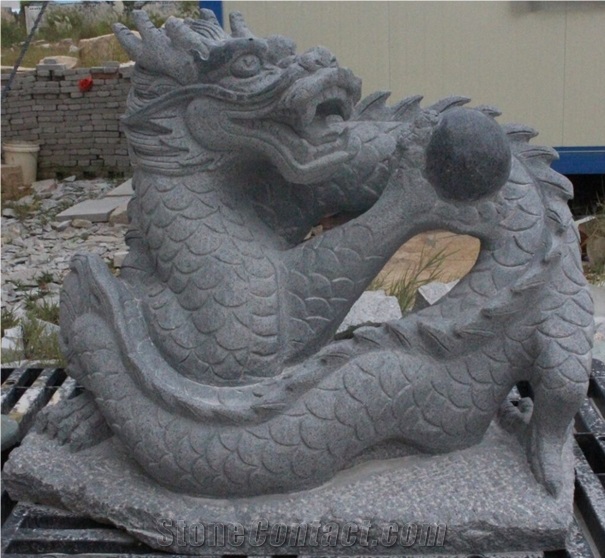 Xinhong Gray Color Big Dragon Sculpture Hand Carved Technical Religions Statue