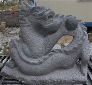 Xinhong Gray Color Big Dragon Sculpture Hand Carved Technical Religions Statue