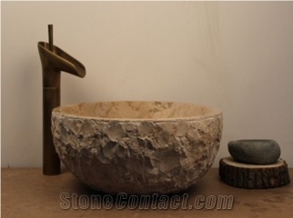 Yellow Marble Stone Round Sinks Manmade Stone Sink Oval Basins