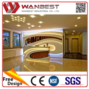 China Modern Fashion Modern Wave Shape Artificial Stone Office Front Reception Desk
