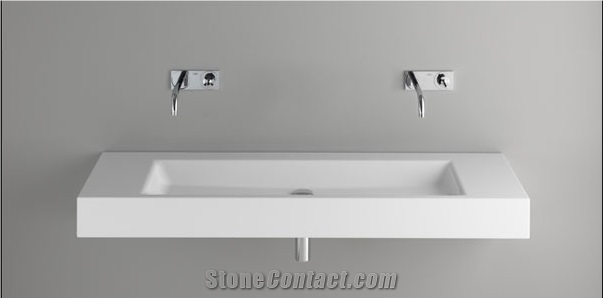 High Quality 100% Pure Acrylic Toilet Solid Surface Artificial Stone Bathroom Double Wash Basin