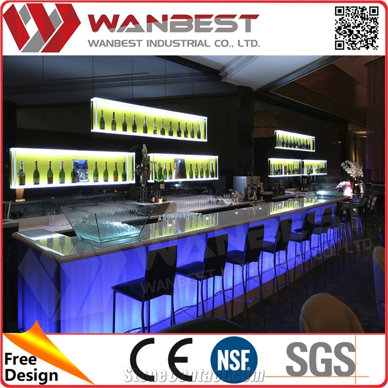 High Quality Waterproof Glowing Led Lighted Bar Table Salon Reception Desk Counter