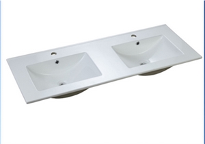 Modern Free Standing Stone Bathroom Vanity with Double Wash Basin