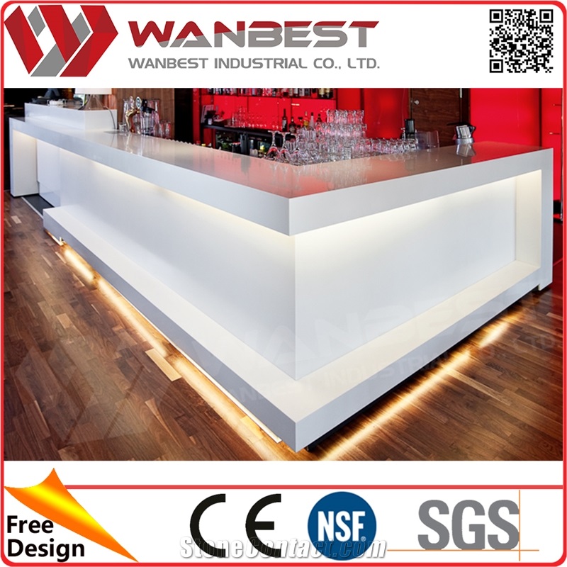Modern Juice Coffee Shop Refrigerated Corian Solid Surface Bar Counter for Sale