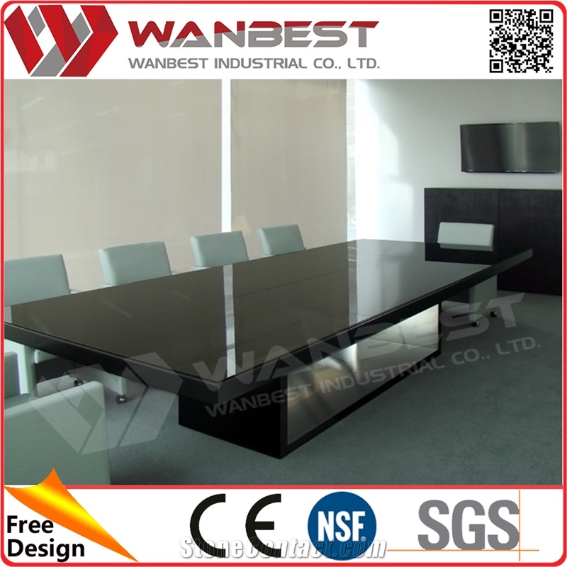 Oval-Shape Conference Table Modern Black Conference Table