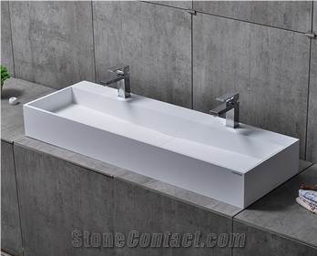 Wanbest Double Bowl Bathroom Vanity Top Wash Basin