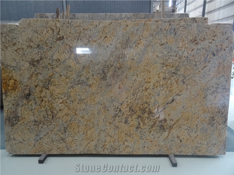Own Factory High Quality Cheapest Polished Golden Flower Granite Slabs & Tiles & Cut-To-Size for Floor Covering and Wall Cladding,Chinese Yellow Granite for Project/Hotel/House,Large Quantity in Stock