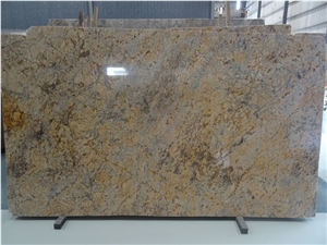 Own Factory High Quality Cheapest Polished Golden Flower Granite Slabs & Tiles & Cut-To-Size for Floor Covering and Wall Cladding,Chinese Yellow Granite for Project/Hotel/House,Large Quantity in Stock