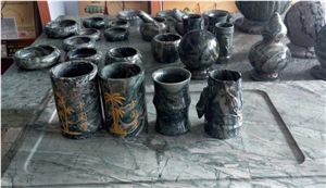 Natural Jadeite Vases in Black for Home or Hotel Decoration