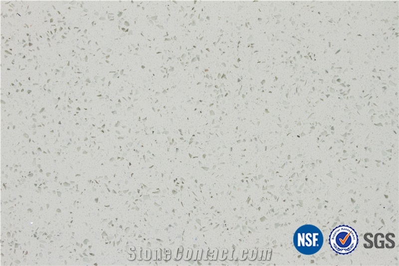 Crystal White Quartz Stone Tiles Slabs/ Solid Surface Engineered Artificial Stone Tiles for Kitchen Bathroom Design / Silestone Wall & Floor Covering-A05