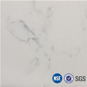 Manufacturer Artificial Bianco Carrara Marble Look Quartz Stone Engineered Stone Tiles Slabs/White Siliestone a Quality for Kitchen Bathroom Desigen-V03