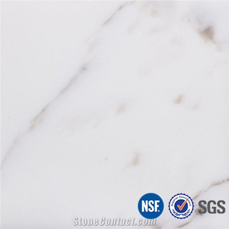 Manufacturer Artificial Marble Look White Quartz Stone Slabs & Tiles Design, Polished with Cusomized Edges and Solid Surface Silestone Colors Available-V12
