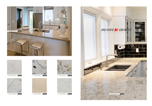 Manufacturer Artificial Marble Look White Quartz Stone Slabs & Tiles Design, Polished with Cusomized Edges and Solid Surface Silestone Colors Available-V12