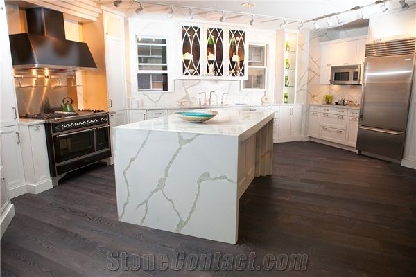 Manufacturer Bianco Calacatta Marble Look White Quartz Stone