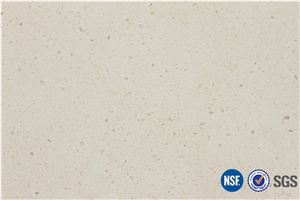 Manufacturer Classical Cream Beige Marble Look Quartz Stone Engineered Stone Tiles Slabs for Customized Edges -V15