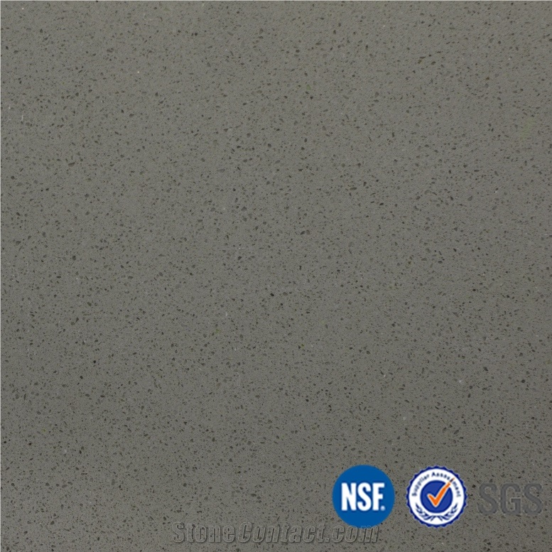 Manufacturer Crystal Pure Dark Grey Quartz Stone Engineered Stone Tiles Slabs/ Gray Silestone Artificial Stone Slabs Cusomized Edges-G05