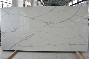 Nsf Sgs Quality Manufacturer Bianco Calacatta Marble Look White Quartz Stone Kitchen Islands Top,Engineered Stone Silestone Kitchen Countertops Wall Covering Customized Work Top,Solid Surface