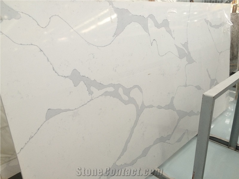Nsf Sgs Quality Manufacturer Bianco Calacatta Marble Look White Quartz Stone Kitchen Islands Top,Engineered Stone Silestone Kitchen Backsplash Wall Covering Customized Work Top,Countertop