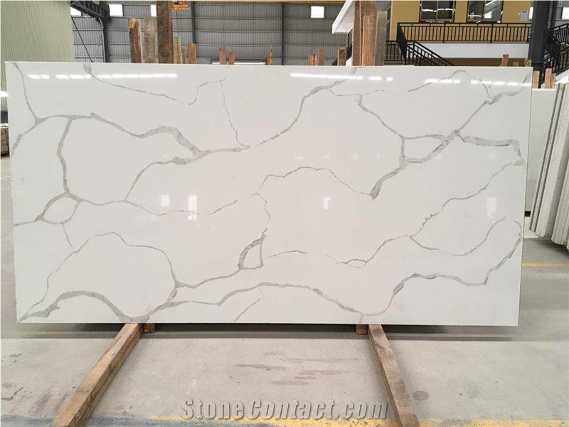 O.E.M Manufacturer Bianco Calacatta Marble Look White Quartz Stone Tiles for Interior Stone,Engineered Stone Building Walling Design