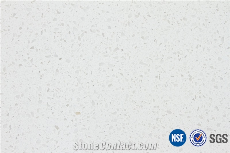 Preferred O.E.M Manufacturer Pure White Crystal Quartz Stone Tiles Slabs/ Solid Surface Engineered Artificial Stone Tiles for Kitchen Bathroom Design / Wall & Floor Cladding-A02