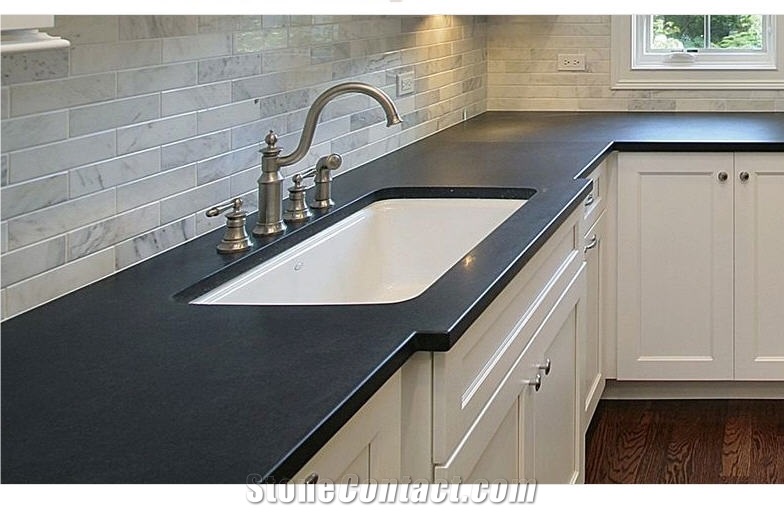 Corian Black Solid Surface Kitchen Perimeter Top