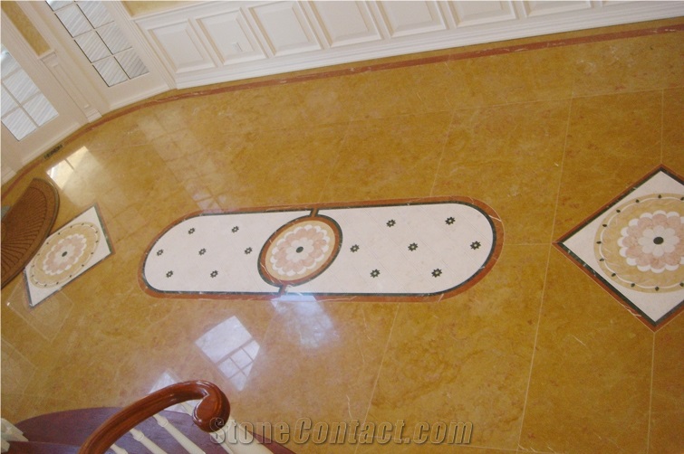 Giallo Siena Floor Waterjet Inlay Pattern