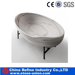 2016 New White Natural Marble Solid Surface Freestanding Bathroom Bathtub
