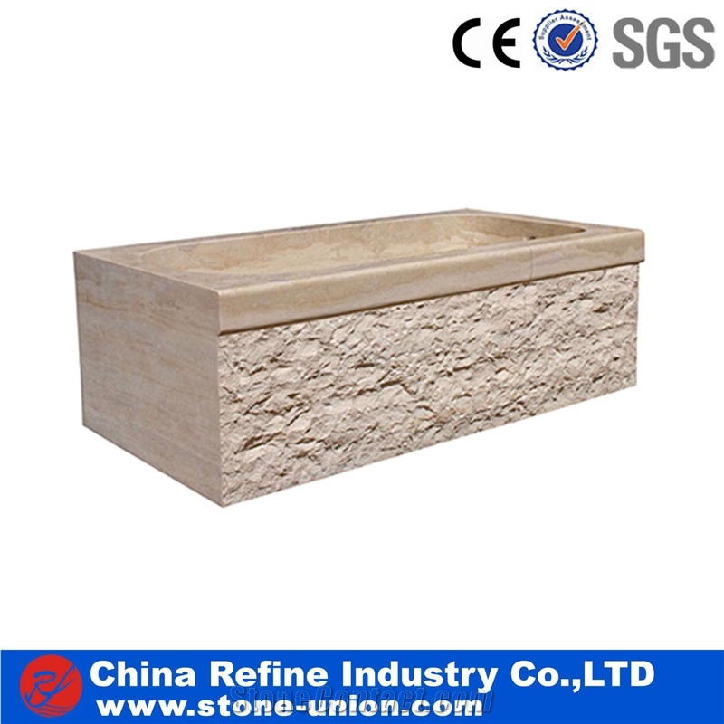 China Beige Marble Bathtub,Natural Stone Bath Tub,China Marble Carved Solid Surface