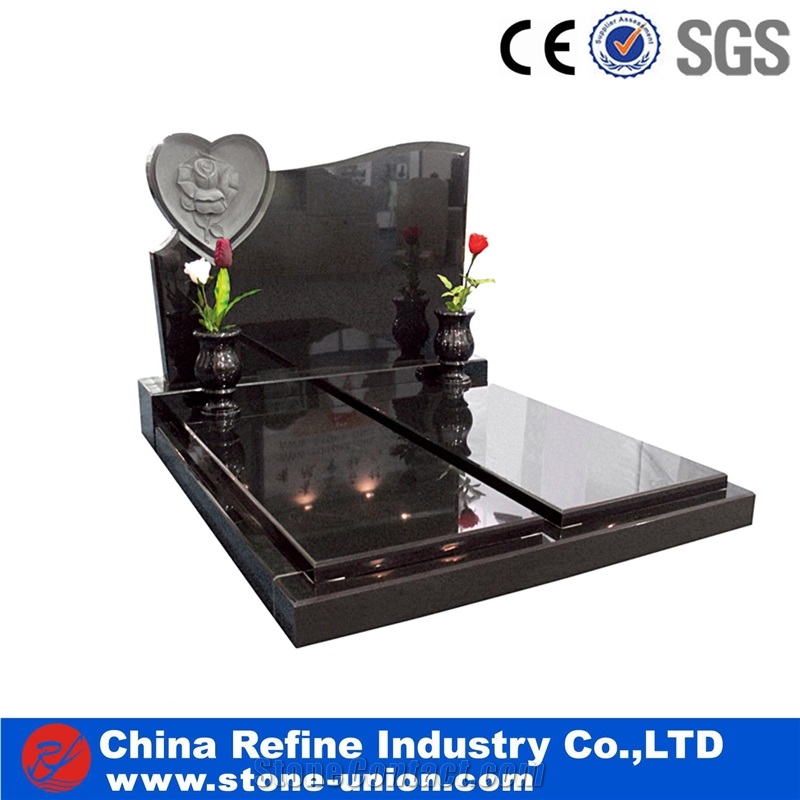 China Black Cemetery Engraved Tombstones, Memorial Stone Gravestone,Custom Tombstone Monument Design, Western Style Single Monuments