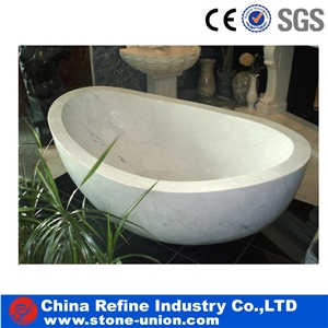 China White Handcarved Natural Marble Solid Surface Bathtub