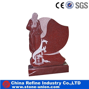 Multicolor Red Granite Monuments, Western Style Tombstone, Tombstone Design, Western Style Monuments