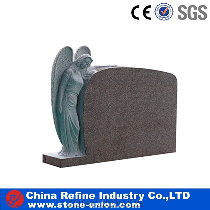 Natural Granite European Style Headstone for Cemetery, Carving Single Tombstone Monument Design, Natural Stone Engraved Gravestone