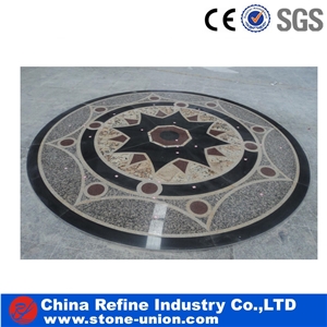 Round Square Mosaic Marble Waterjet Floor Pattern Medallion,Luxury Restaurant Floor and Wall Use Marble Inlay Wall Tiles