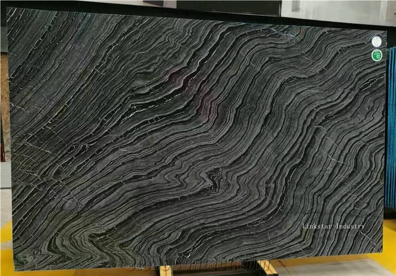 Black Forest Marble Slab Tile, Black Wooden Marble