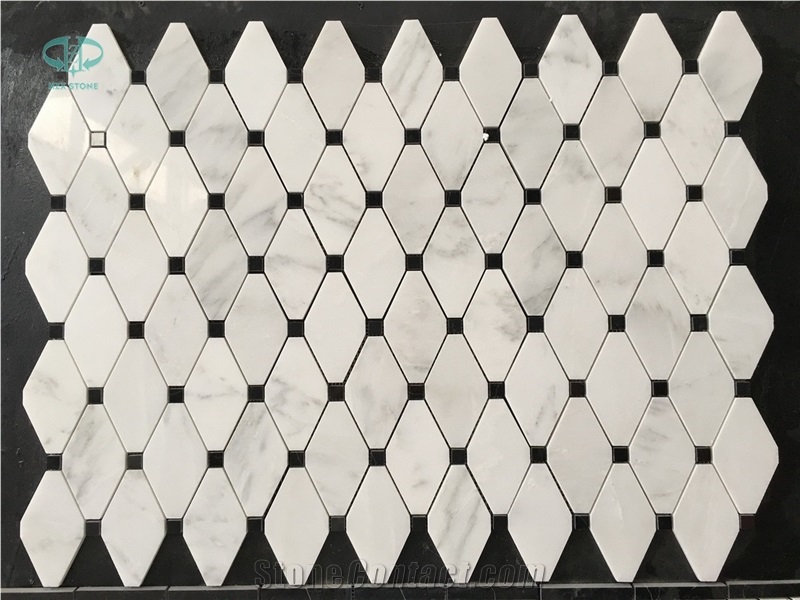 Bianco Carrara White Marble Polish Mosaic Tiles