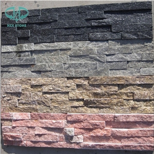 China Black Quartzite Stone, Culture Stone for Feature Wall,Brick Stacked Stone, Ledge Stone